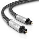 Cable Óptico Ugreen De Audio Digital Toslink, Largo 3m, Conectores Dorados y Nylon Trenzado