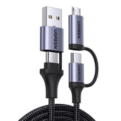 Cable USB Multipuertos Ugreen, USB C, MicroUSB, USB A