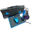 Kit Gamer Teros 4 en 1 TE-4050B, Teclado Multimedia, Mouse, Headset, Mouse Pad.