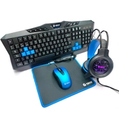 Kit Gamer Teros 4 en 1 TE-4050B, Teclado Multimedia, Mouse, Headset, Mouse Pad.