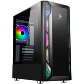 Case Antryx RX430 Black ARGB C/Fuente B600W, USB 3.0, ARGB Fan x1, C/Cinta LED, Vidrio Templado.