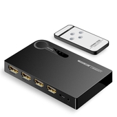Conmutador de Puertos HDMI 3x1 Ugreen, 4K UHD, Plug & Play, C/Control Remoto