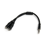 Cable Splitter Para Audio y Micrófono StarTech, Mini-Jack 3,5mm, 4 pines, x1 Macho A x2 Hembras