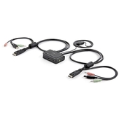 Conmutador KVM De 2 Puertos DisplayPort StarTech, DP, USB y Audio con Cables Integrados