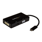 Adaptador Multipuertos USB C a VGA, HDMI o DVI StarTech, 4K 30Hz, Negro