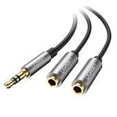 Cable Splitter Para Audio y Micrófono Ugreen, Mini-Jack 3,5 mm, 1 Macho y 2 Hembras