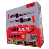Cable HDMI Premium Netcom, Largo 10mts, 4K 60Hz v2.0
