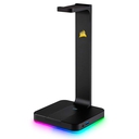 Soporte para Auriculares Corsair ST100 RGB, aluminio, conector 3.5mm, USB 3.1, Negro.