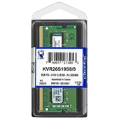 Memoria Ram Kingston KVR26S19S8/8, 8GB, DDR4, SODIMM, 2666 MHz, CL19, non-ECC, 1.2V.