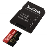 Memoria SanDisk Extreme Pro microSD, 128GB, UHS-I U3, con Adaptador SD.