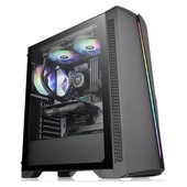 Case Gamer Thermaltake H350 TG, RGB con Ventana, Mid Tower, ATX/micro ATX/Mini-ITX, USB 2.0 / 3.0, Con Fuente 600W, Negro