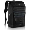Mochila Dell Gaming 17, para laptops de hasta 17", Negro con panel frontal reflectivo.