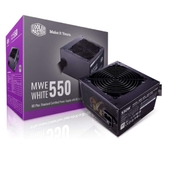 Fuente de poder Cooler Master MWE 550, 550W, ATX, 80 Plus White, 100~240VAC.