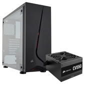 Case Corsair Carbide SPEC-05 con Ventana LED Rojo, Mid Tower, ATX + Fuente 550W, 80 Plus Bronze
