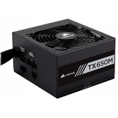 Fuente de poder Corsair TX-M Series TX650M, 650W, ATX, 80 Plus Gold, Semi-Modular.
