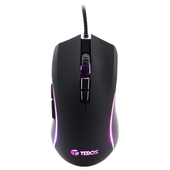 Mouse Optico Teros TE-5160N, 6400dpi, RGB, USB, 7 botones
