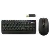 Kit Teclado y Mouse inalámbrico Microsoft 2000, Receptor USB, Negro, 2.4GHz.