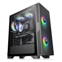 Case Thermaltake Versa T25 TG con Ventana RGB, Mid Tower, ATX/micro ATX/Mini-ITX, USB 2.0 / 3.0, Sin Fuente, Negro