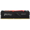 Memoria Ram Kingston Fury Beast Black RGB DDR4, 3200MHz, 8GB, Non ECC, CL16, XMP