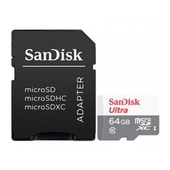 Memoria Flash SanDisk Ultra microSDHC, UHS-I, Class10, 64GB, incluye adaptador SD.