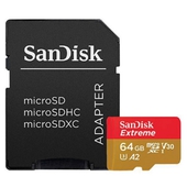 Memoria Flash SanDisk Extreme, 64GB MicroSDXC, Clase 10, con Adaptador