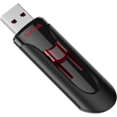 Memoria USB SanDisk Cruzer Glide, 64GB, USB 3.0, Negro, Rojo