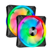 Kit x2 Fan Corsair Dual QL140 RGB, 14cm, 550, 1250 ±10% RPM, 6V, 13.2V, PWM Control.