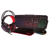Kit Gamer 4 en 1 Teros TE-4060R, Teclado Multimedia, Mouse, Headset, Mouse Pad.