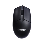 Mouse Teros TE-5070N, 1000 dpi, USB, Negro, presentación en Colgador.