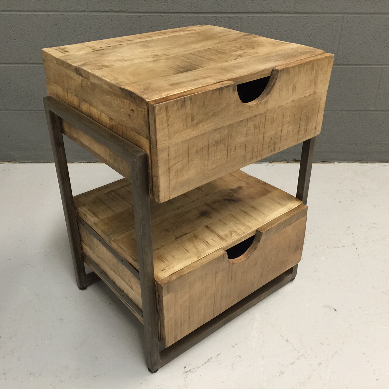 Iron and Wood Bedside Table Nadeau Charleston