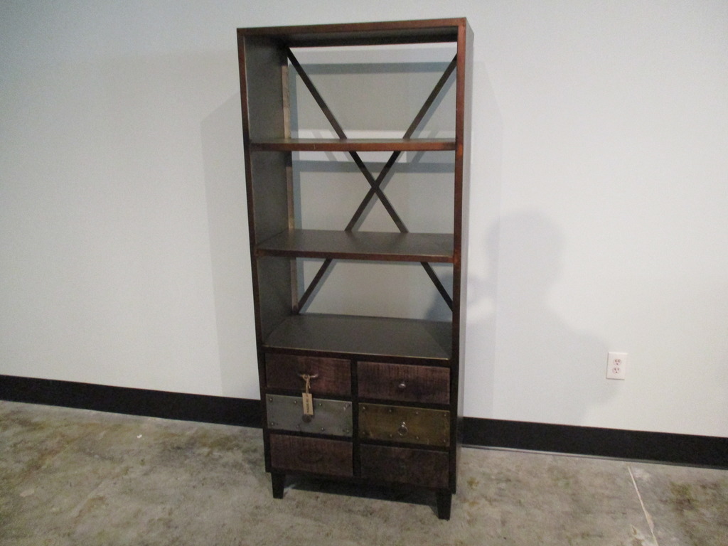 Iron and Wood Bookcase Nadeau Charleston