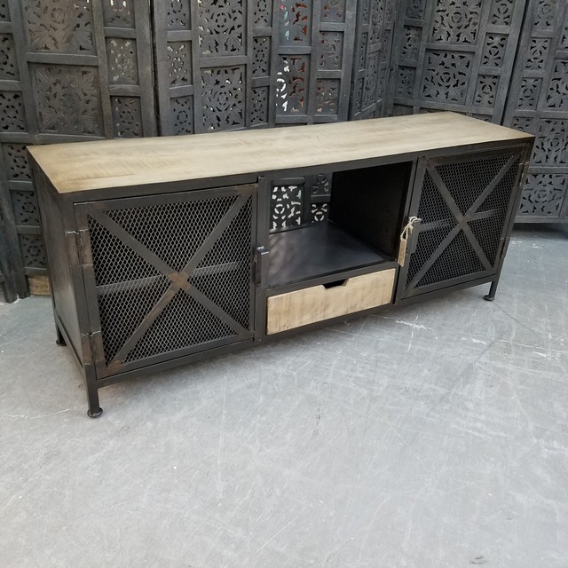 Iron And Wood Tv Stand Nadeau Charlotte