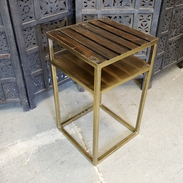 Iron And Wood Side Table Nadeau Charlotte