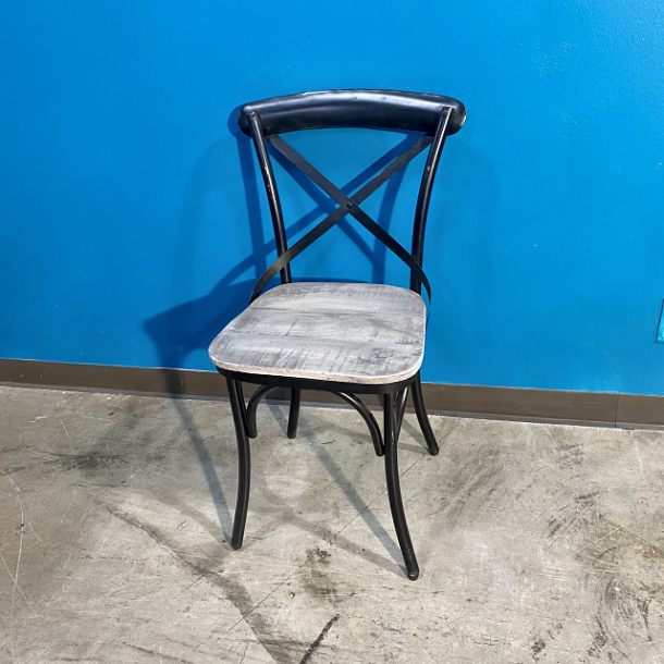 XBack Metal Chair with Wood Seat Nadeau Dallas