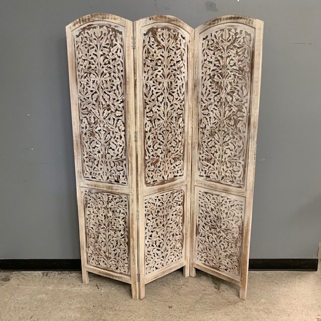 Three Panel Wooden Room Divider Nadeau Houston