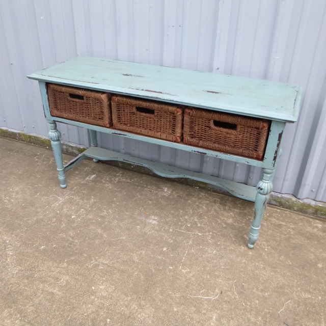 Three Drawer Console Table With Baskets Nadeau Houston