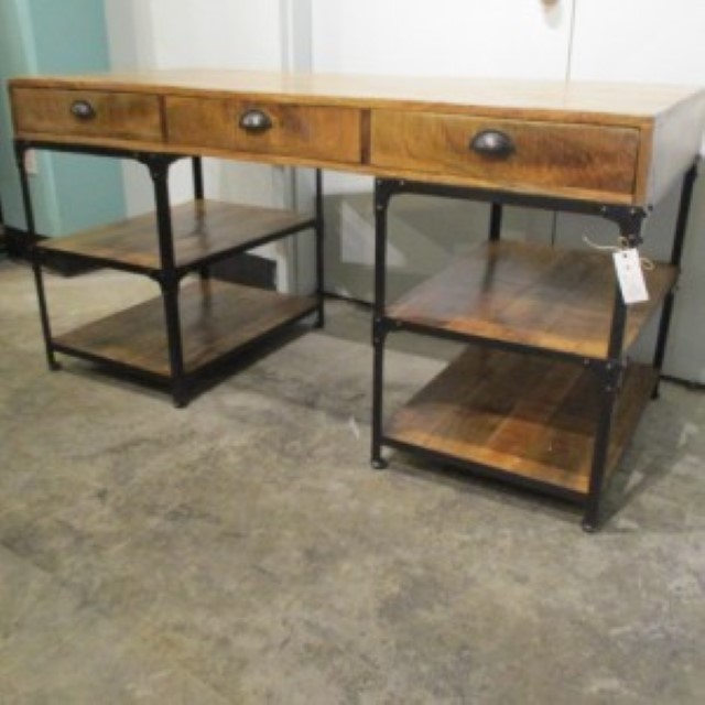 Iron and Wood Desk Nadeau Marietta