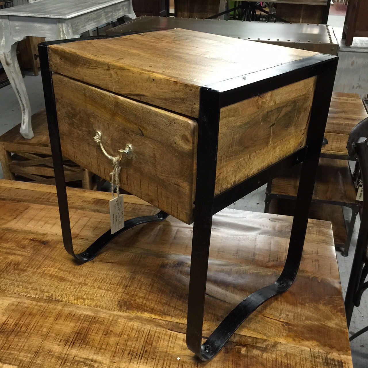 Iron and Wood Bedside Table Nadeau Nashville