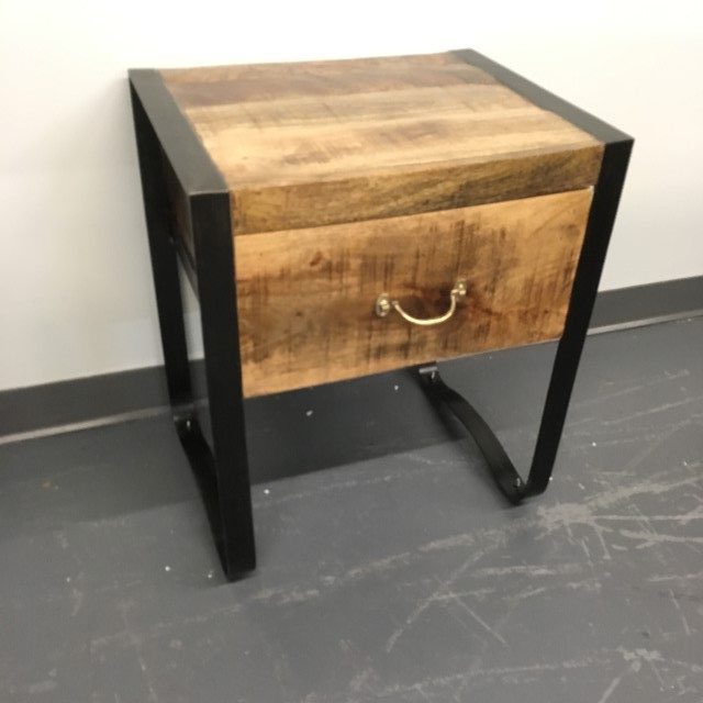 Iron and Wood Bedside Table Nadeau Raleigh