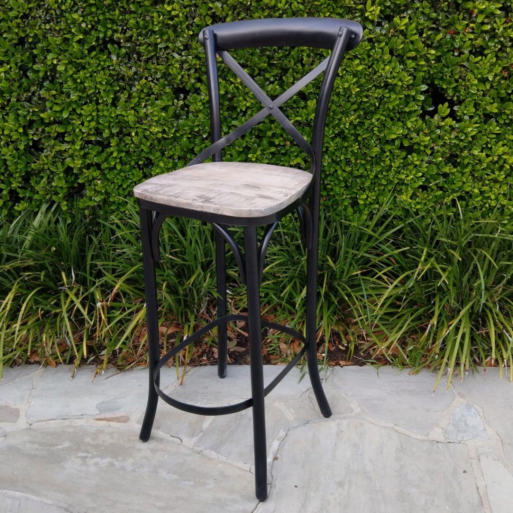 X Back Bar Stool with Wood Seat Nadeau Raleigh