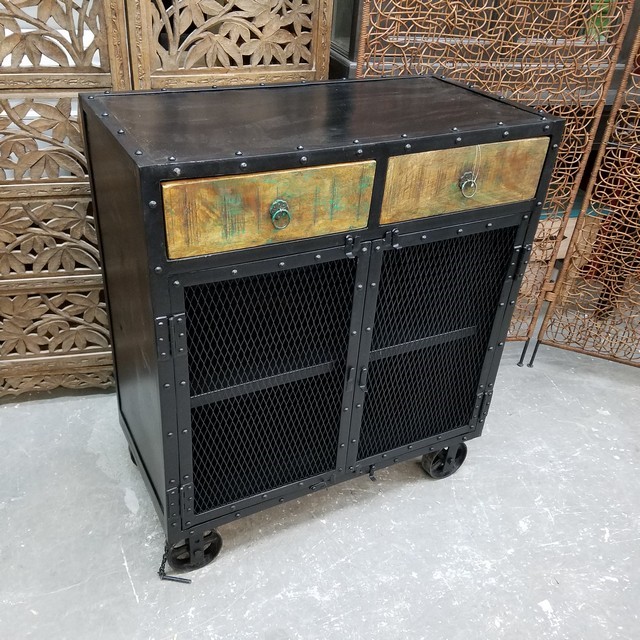 Iron and Wood Buffet on Wheels Nadeau Tampa