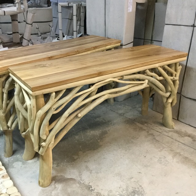 Teak Wood Console Table Nadeau Miami