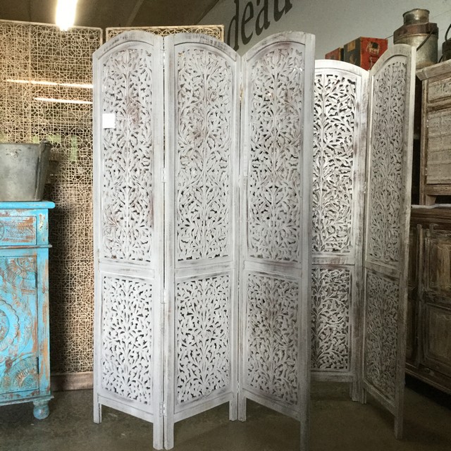 Three Panel Wooden Room Divider Nadeau Miami