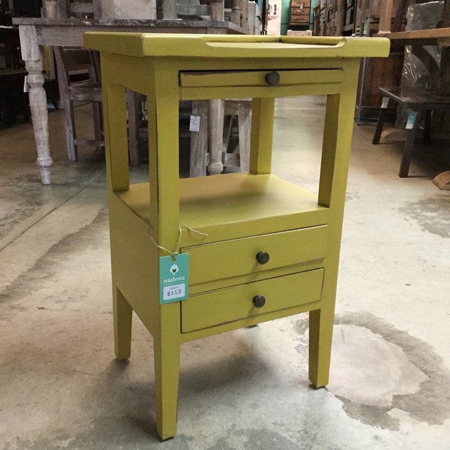 Milano Two Drawer Side Table With Pull Out Shelf - Nadeau Miami