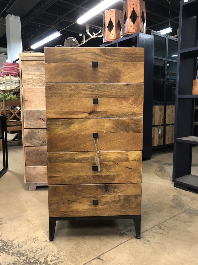 five Drawer Chest with Iron Legs Nadeau Miami