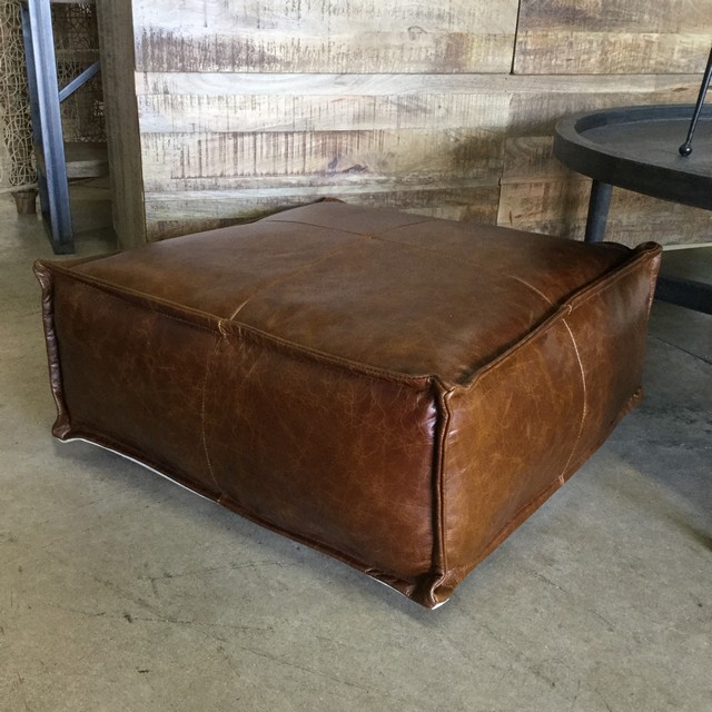 Leather Pouf Nadeau Miami