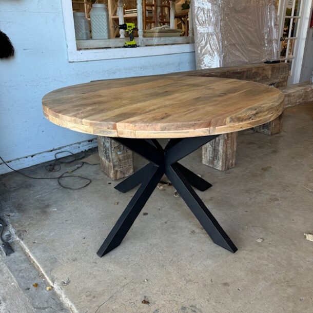 Iron and Wood Dining Table Nadeau Miami