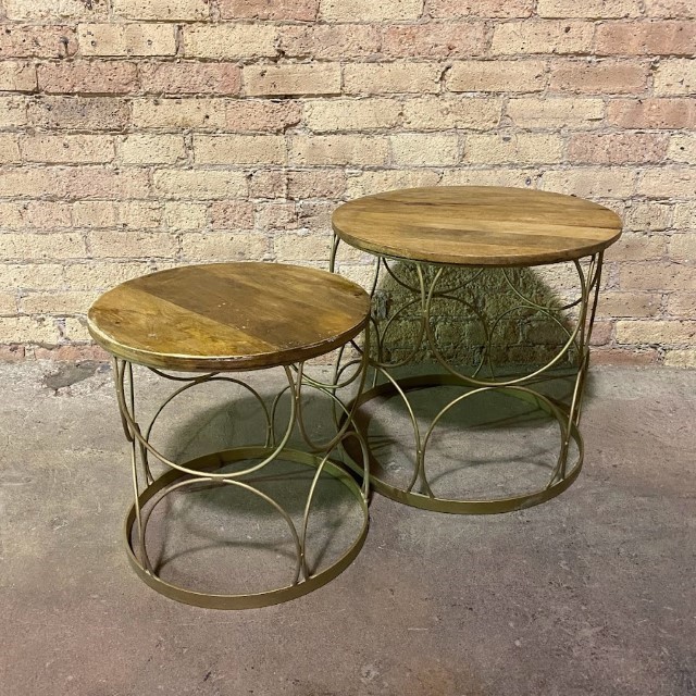 Wood And Metal Side Table Set Of Two Nadeau Chicago