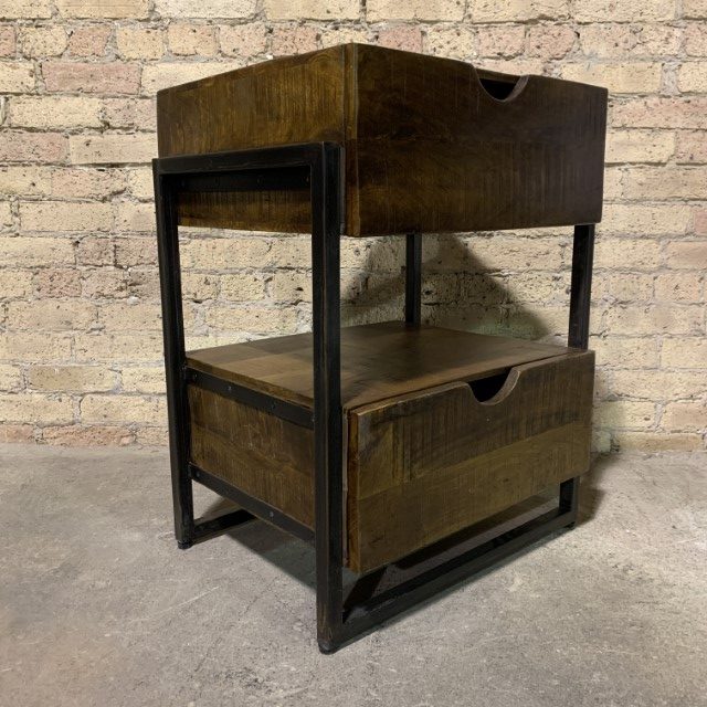 Iron and Wood Bedside Table Nadeau Chicago