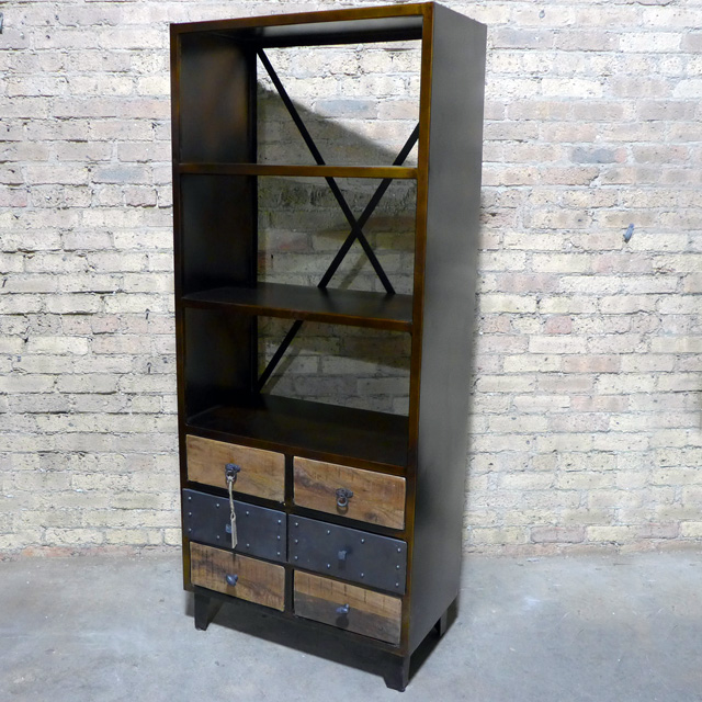 Iron and Wood Bookcase Nadeau Chicago